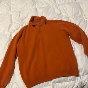 Talbot Men’s Sweater with Collar - Burnt Orange - Medium